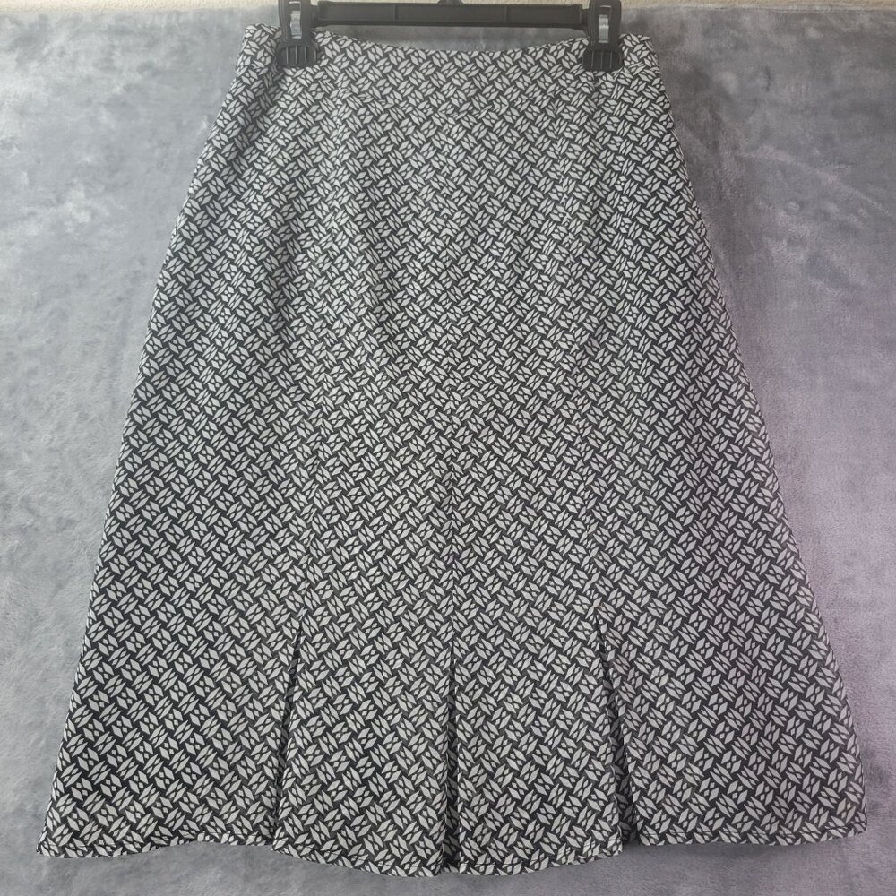 Worthington Womens A-Line Skirt Black White Geometric Print Size 4 Career Office